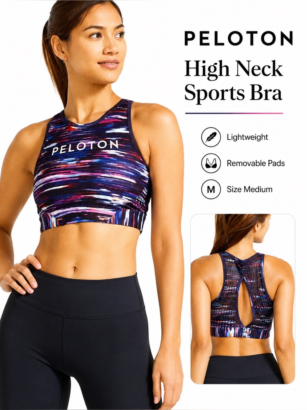 Peloton x With Melody High Neck Performance Sports Bra Lightweight Medium NWT